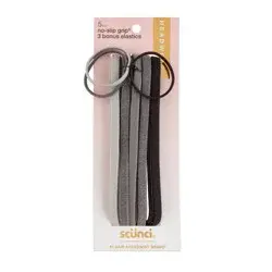 scunci scünci No-Slip Grip Flat Elastic Headbands with Bonus Elastic Hair Ties - Grayscale - All Hair - 5pk