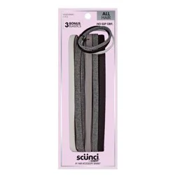 scunci scünci No-Slip Grip Flat Elastic Headbands with Bonus Elastic Hair Ties - Grayscale - All Hair - 5pk