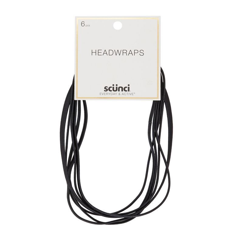 slide 3 of 7, scunci scünci No Damage Flat Elastic Headbands - Black - All Hair - 6pcs, 6 ct