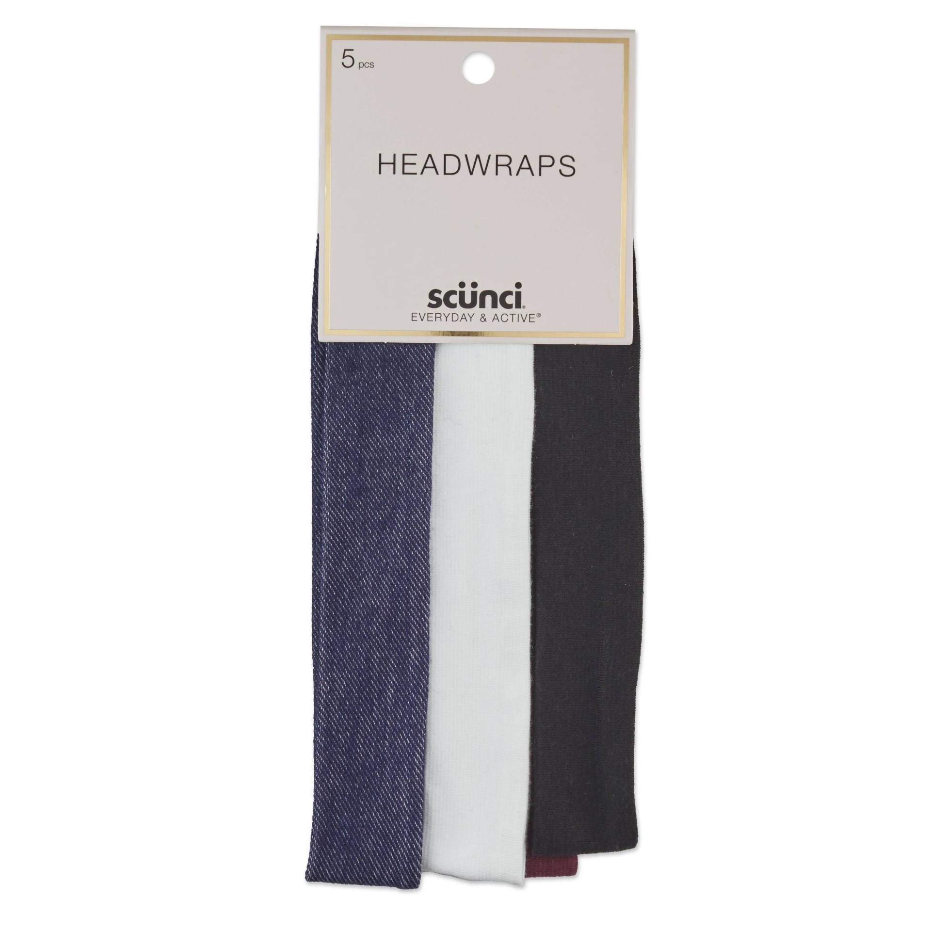 slide 1 of 3, scunci 1" No Slip Grip Headwraps Prints - 5pk, 5 ct