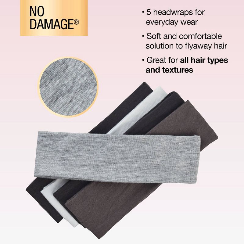 slide 5 of 7, scunci scünci No Damage Stretch Fabric Headbands - Neutral - All Hair - 5pk, 5 ct