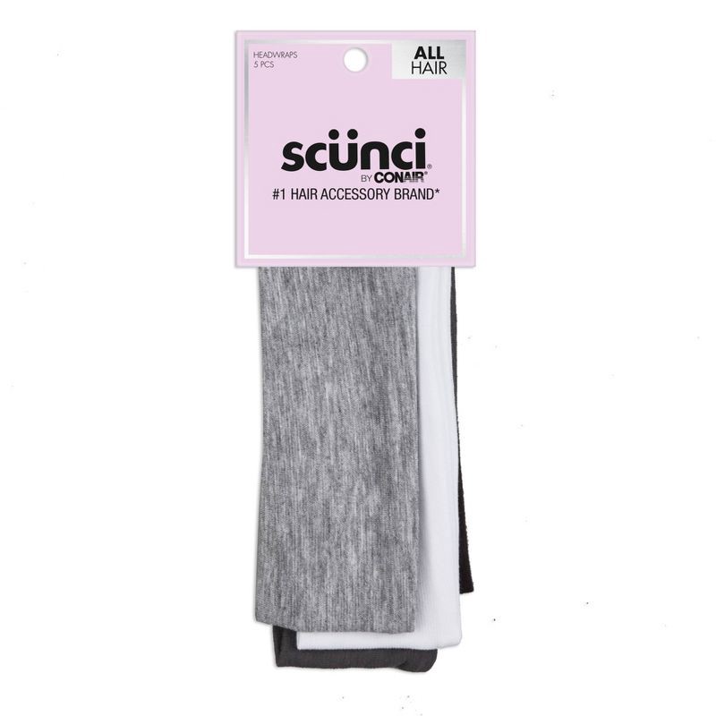 slide 1 of 7, scunci scünci No Damage Stretch Fabric Headbands - Neutral - All Hair - 5pk, 5 ct