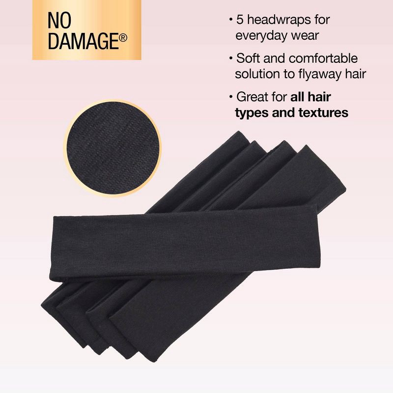 slide 5 of 7, scunci scünci No Damage Stretch Fabric Headbands - Black - All Hair - 5pk, 5 ct