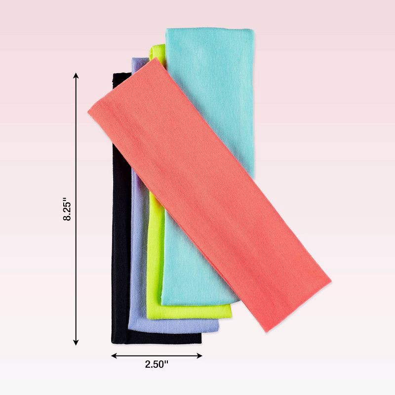 slide 4 of 4, scunci scünci No Damage Stretch Fabric Headbands - Brights - All Hair - 5pk, 5 ct