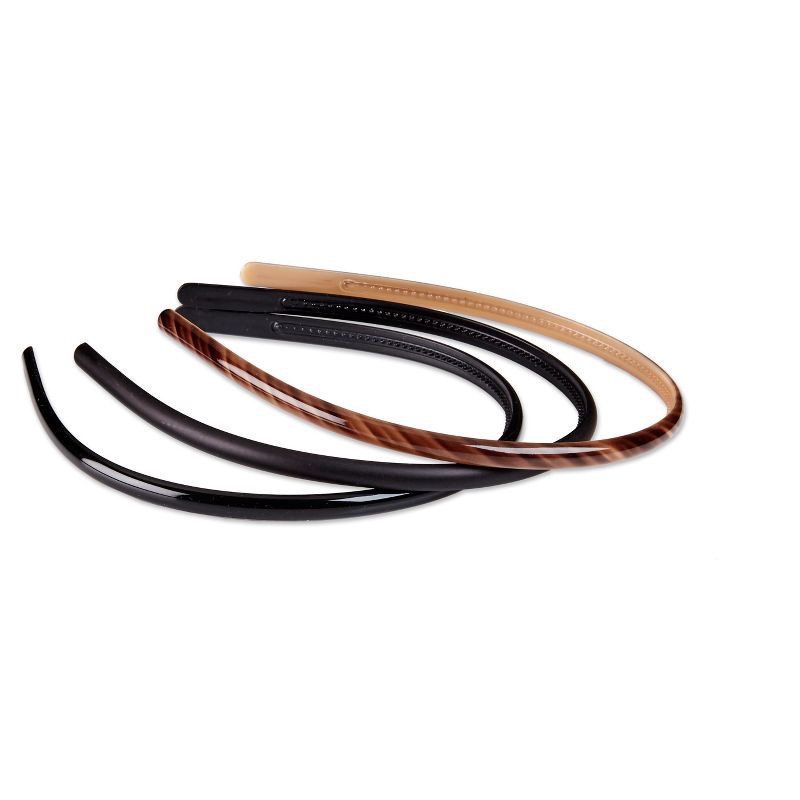 slide 2 of 6, scunci scünci No-Slip Grip Thin Plastic Headbands - Black/Brown/Mixed- All Hair - 3pk, 3 ct