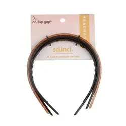 scunci scünci No-Slip Grip Thin Plastic Headbands - Black/Brown/Mixed- All Hair - 3pk
