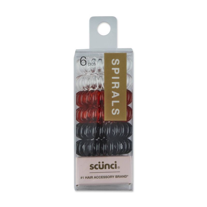 slide 1 of 3, scunci scünci No Dents Hair Spirals - Classic Colors - 6pk, 6 ct