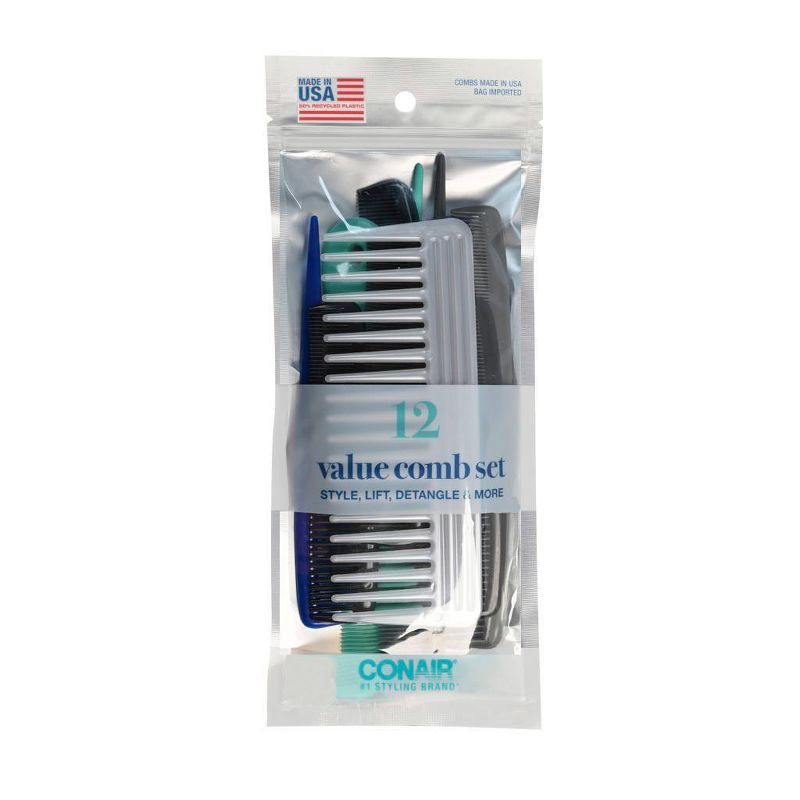 slide 1 of 5, Conair Made in the USA Multipack Combs - Assorted Colors - 12pk, 12 ct