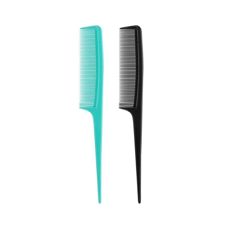 slide 2 of 6, Conair Volume, Lift, and Separate Fine-Tooth Tail Combs - Black/Teal - 2pk, 2 ct