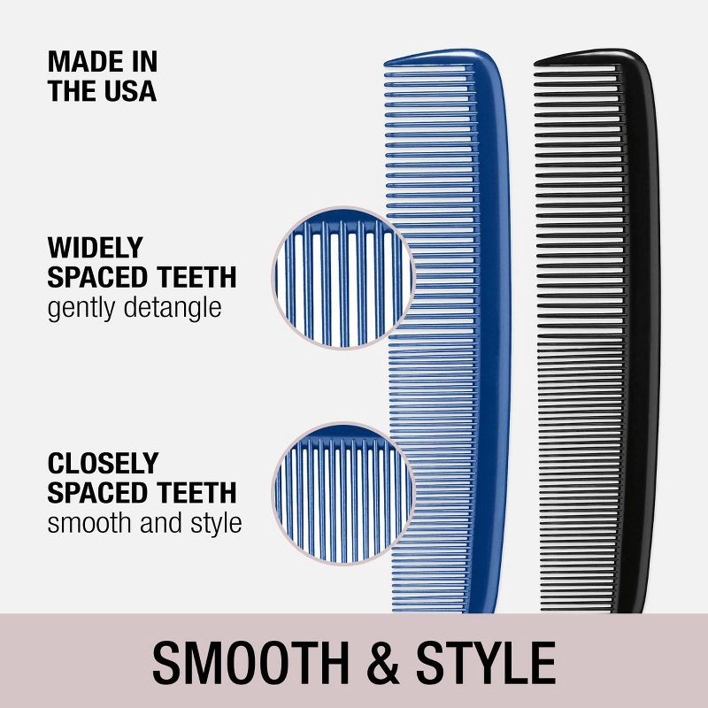 slide 3 of 5, Conair Dressing Combs - All Hair - Blue/Black - 2pk, 2 ct