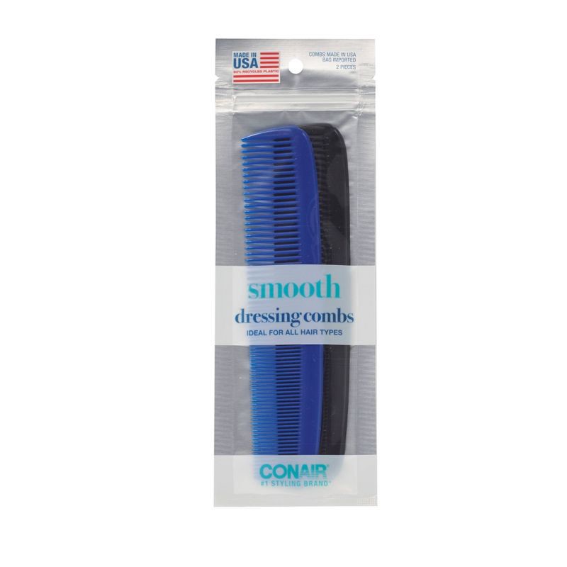 slide 1 of 5, Conair Dressing Combs - All Hair - Blue/Black - 2pk, 2 ct