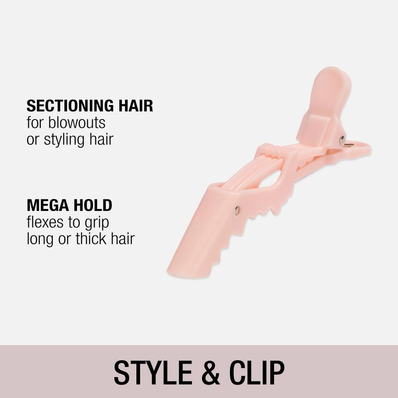 slide 3 of 5, Conair Alligator Plastic Salon Clips - All Hair - Pink - 4pcs, 4 ct