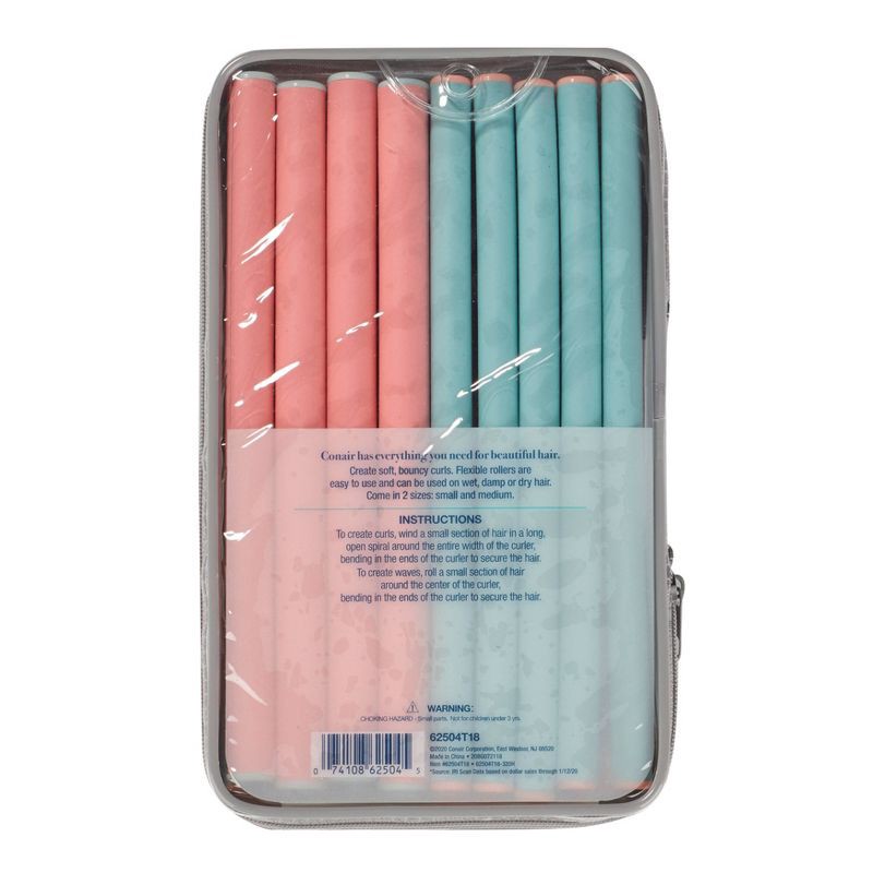 slide 6 of 6, Conair Heatless Spiral Rollers - Coral & Teal - 18pk, 18 ct