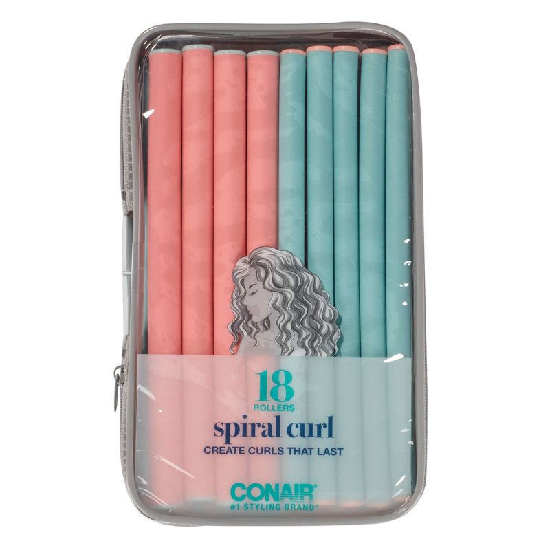 slide 1 of 6, Conair Heatless Spiral Rollers - Coral & Teal - 18pk, 18 ct