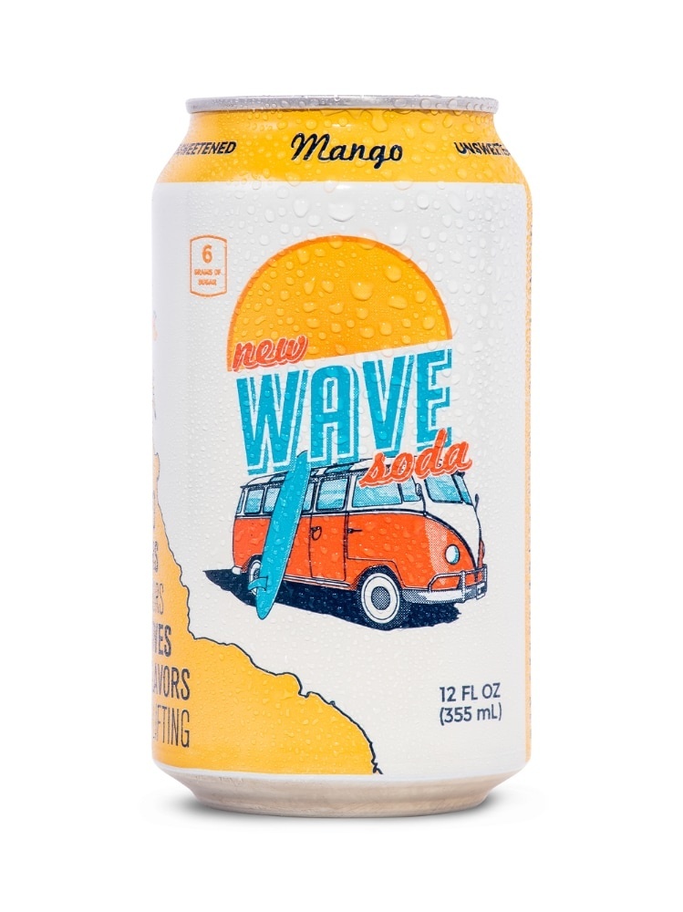 slide 1 of 1, Wave Soda Mango, 12 oz