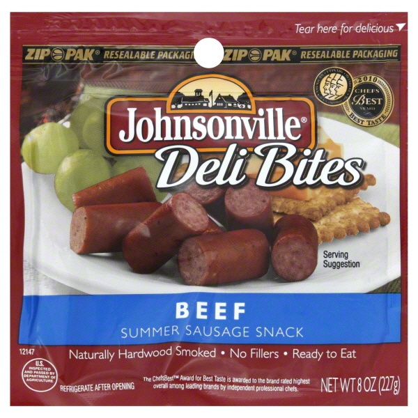 slide 1 of 4, Johnsonville Beef Deli Bite Beef Summer Sausage Snack, 8 oz