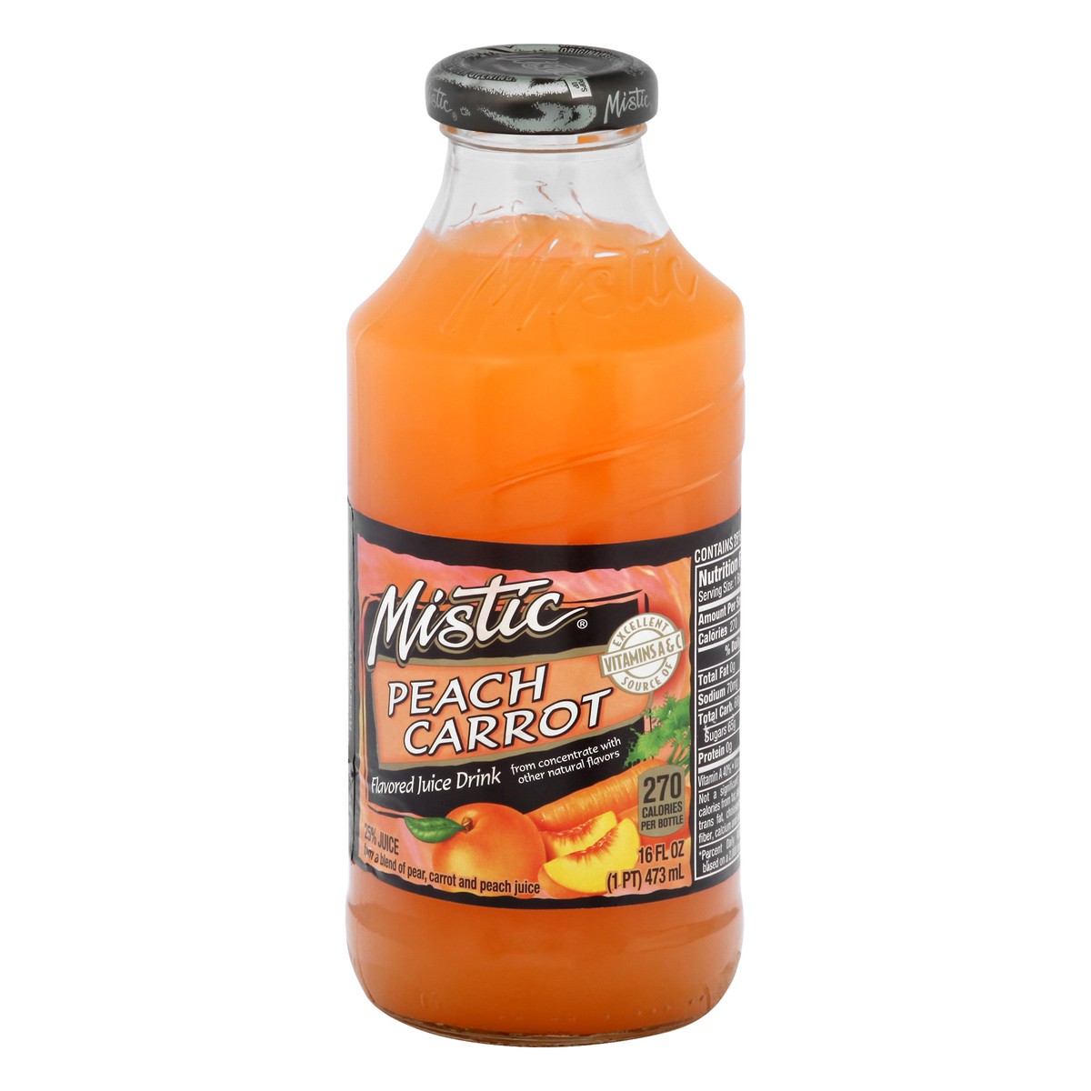 slide 9 of 10, Mistic Peach Carrot Flavored Juice Drink 16 oz, 16 oz