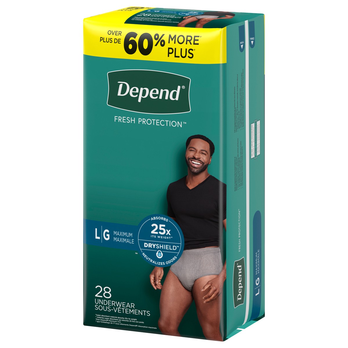 slide 9 of 9, Depend Mens Fitflex Bulk Incontinence Underwear, 28 ct; LG