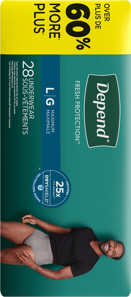 slide 7 of 9, Depend Mens Fitflex Bulk Incontinence Underwear, 28 ct; LG