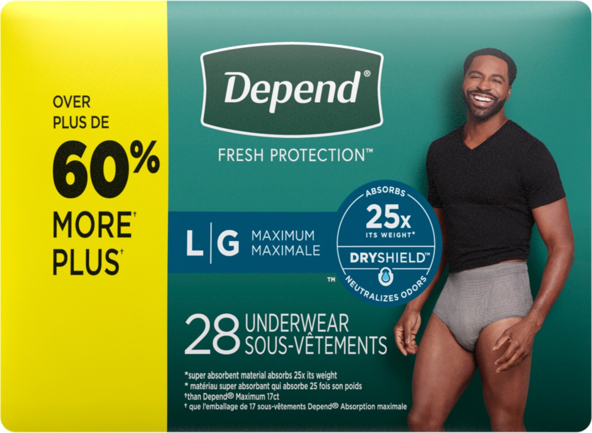 slide 5 of 9, Depend Mens Fitflex Bulk Incontinence Underwear, 28 ct; LG