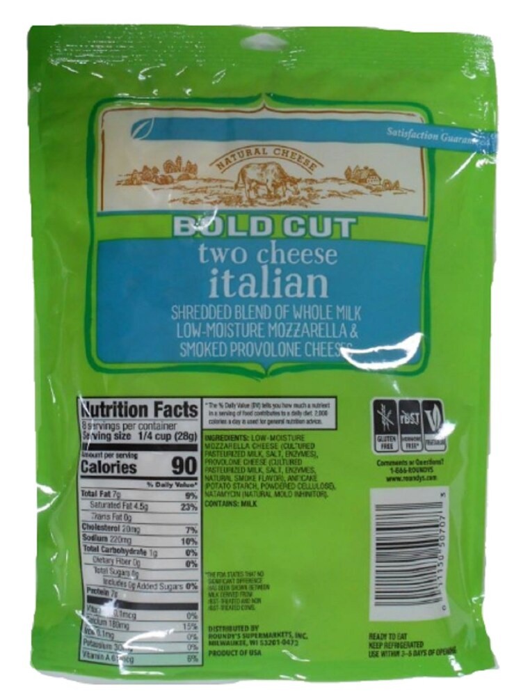 slide 2 of 2, Roundy's Roundys Bold Cut Two Cheese Italian Shredded Cheese, 8 oz