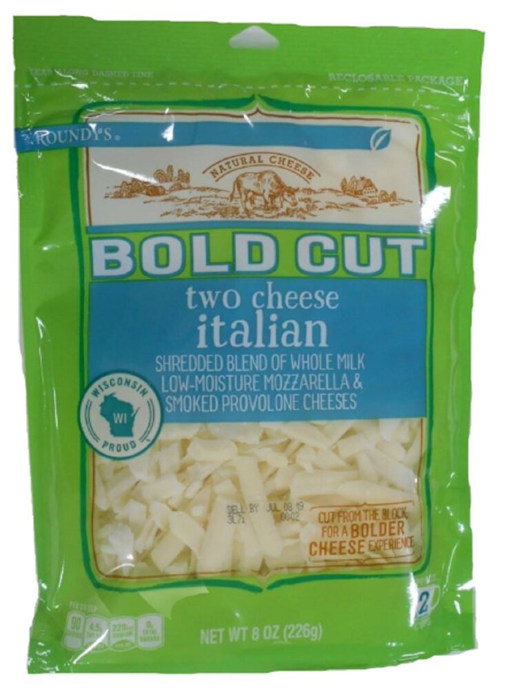 slide 1 of 2, Roundy's Roundys Bold Cut Two Cheese Italian Shredded Cheese, 8 oz