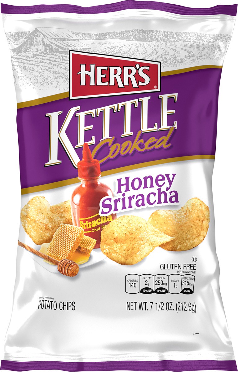 slide 7 of 14, Herr's Kettle Cooked Honey Sriracha Potato Chips 7.50 oz, 7.5 oz