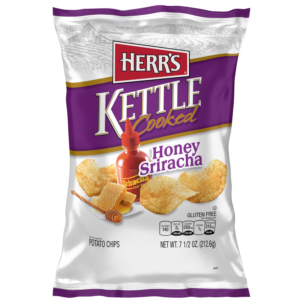 slide 5 of 14, Herr's Kettle Cooked Honey Sriracha Potato Chips 7.50 oz, 7.5 oz