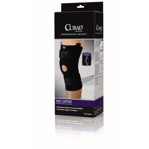 slide 1 of 1, Curad + U-Shaped Hinged Knee Supports, Small, 1 ct