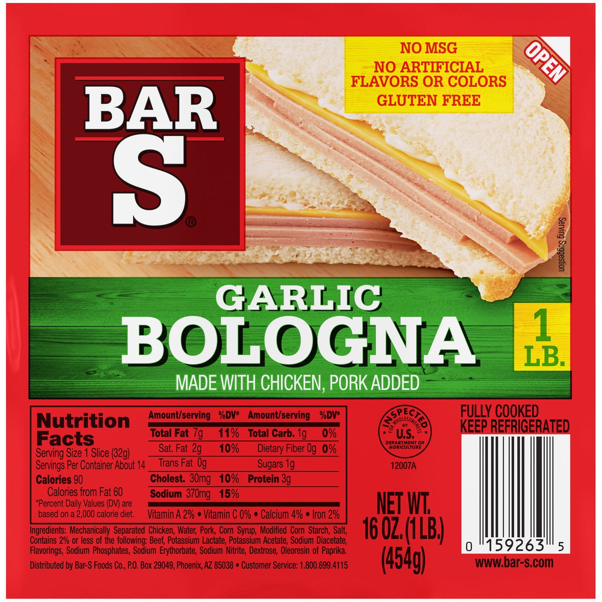 slide 1 of 11, Bar-S Garlic Bologna 16 oz. Pack, 16 oz