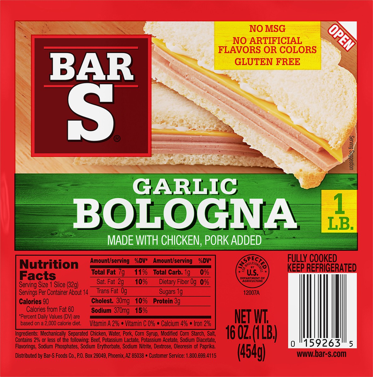 slide 6 of 11, Bar-S Garlic Bologna 16 oz. Pack, 16 oz