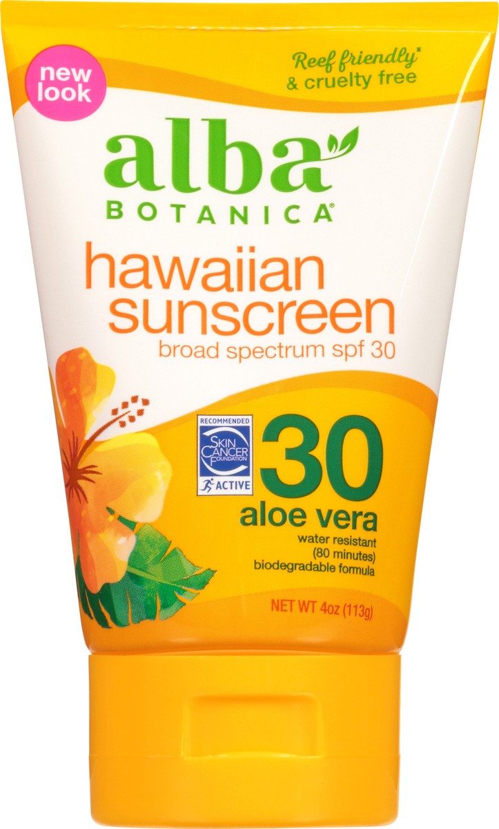slide 5 of 8, Alba Botanica Broad Spectrum SPF 30 Hawaiian Aloe Vera Sunscreen Lotion 3 fl oz, 3 fl oz