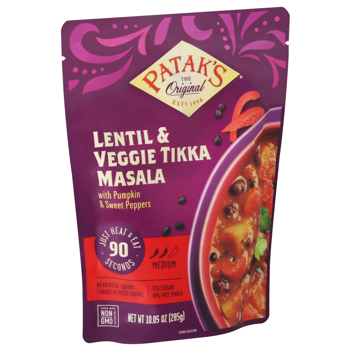 slide 5 of 9, Patak's Medium Lentil & Veggie Tikka Masala with Pumpkin & Sweet Peppers 10.05 oz, 1 ct