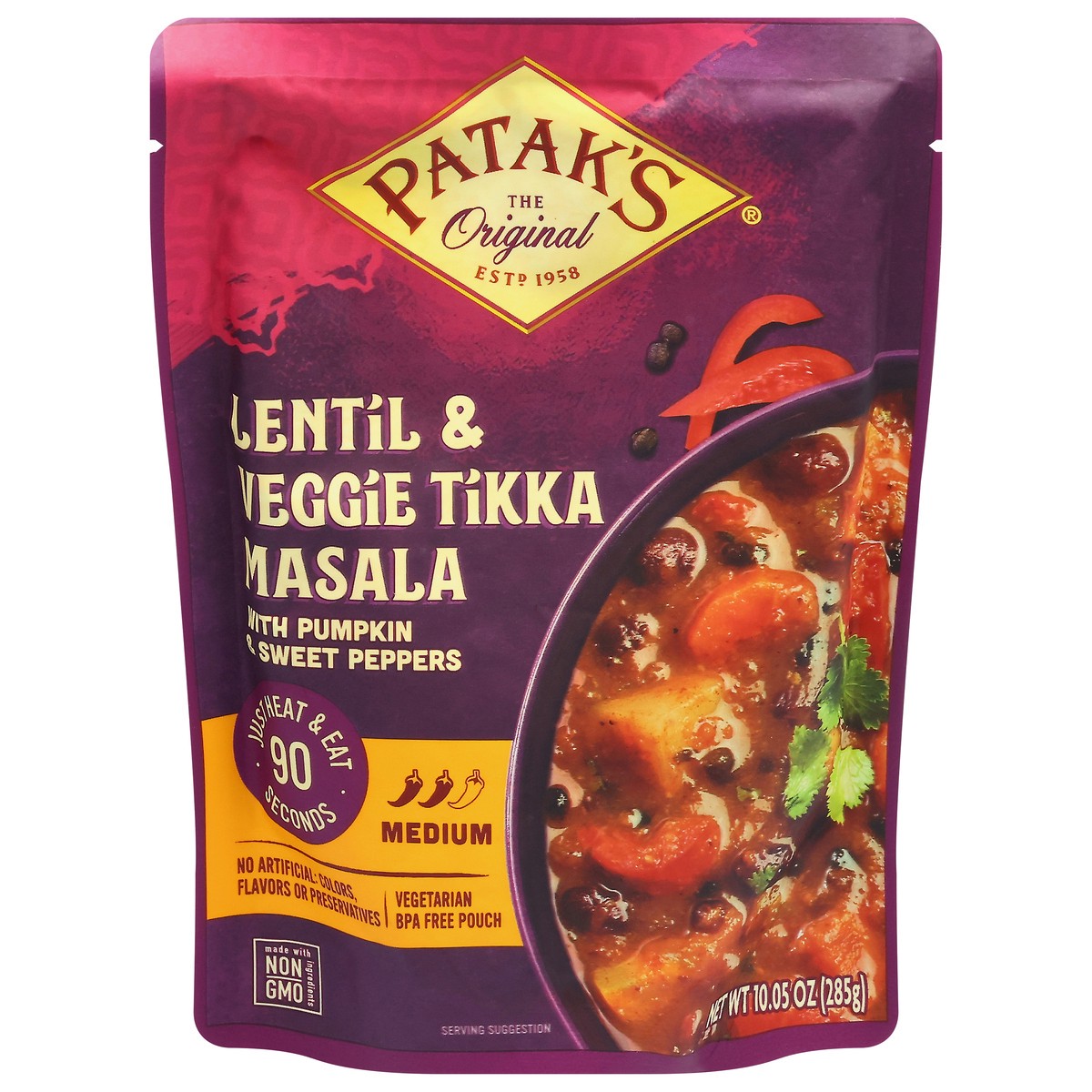 slide 1 of 9, Patak's Medium Lentil & Veggie Tikka Masala with Pumpkin & Sweet Peppers 10.05 oz, 1 ct