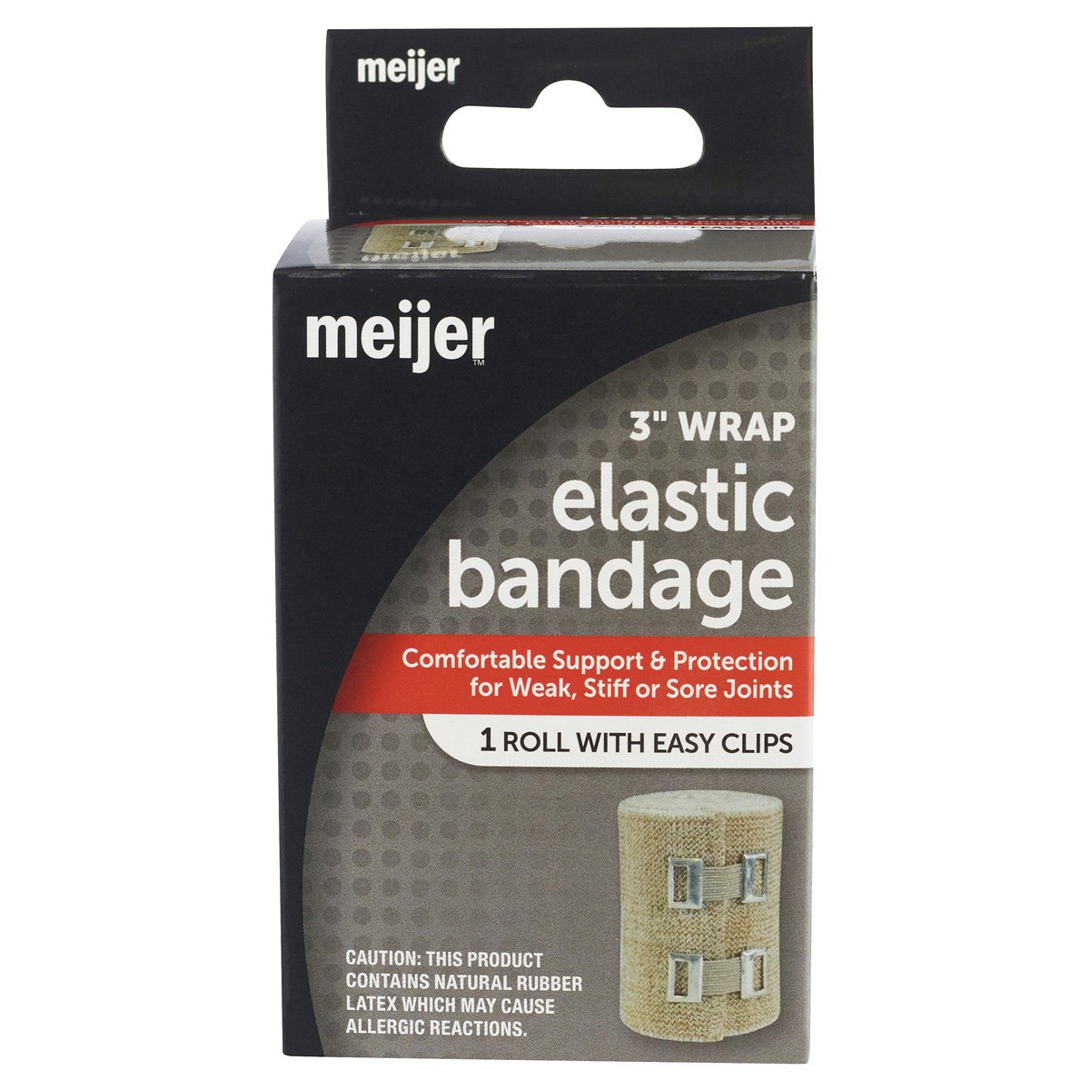 slide 1 of 5, Meijer Elastic Bandage Roll with Easy Clips, 3", 1 roll