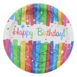 Unique Industries Rainbow Ribbon Birthday Plates