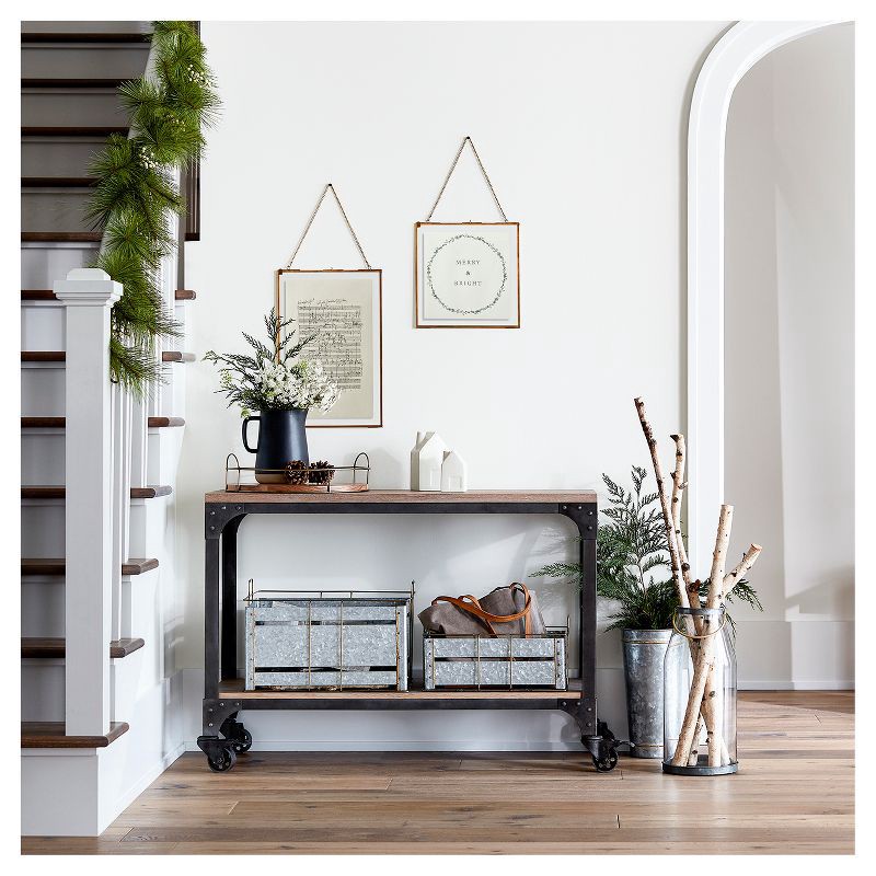 slide 3 of 5, Hearth & Hand with Magnolia 16" Round Wood and Wire Tray - Hearth & Hand™ with Magnolia, 1 ct