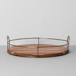 Hearth & Hand with Magnolia 16" Round Wood and Wire Tray - Hearth & Hand™ with Magnolia