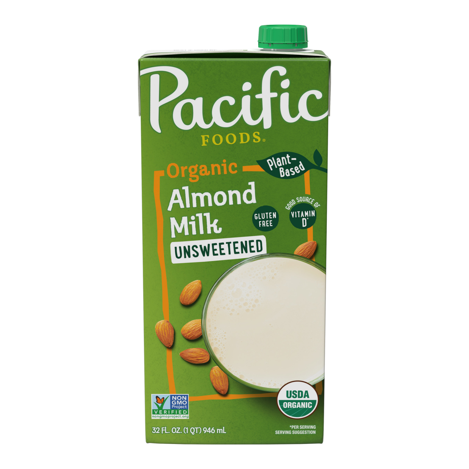 slide 1 of 6, Pacific Foods Organic Unsweetened Almond Milk, Plant Based Milk, 32 oz Carton, 32.000 fl oz