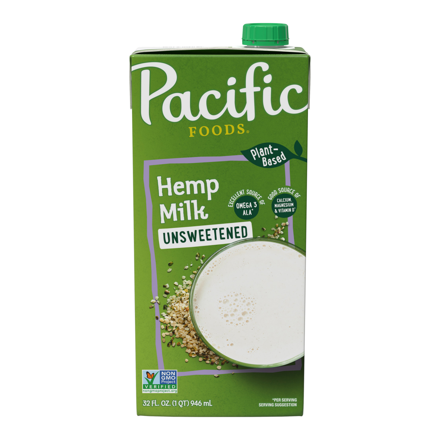 slide 1 of 6, Pacific Foods Unsweetened Hemp Milk, Plant Based Milk, 32 oz Carton, 32.000 fl oz