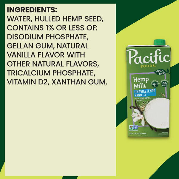 slide 16 of 29, Pacific Foods Unsweetened Vanilla Hemp Milk, Plant Based Milk, 32 oz Carton, 32 oz