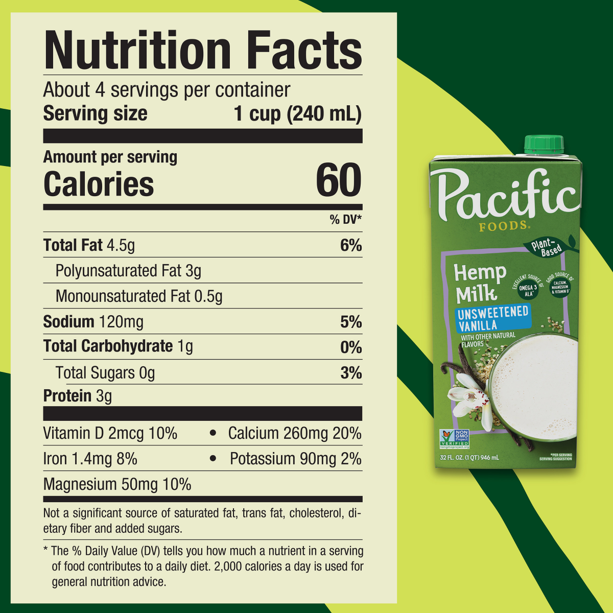 slide 2 of 29, Pacific Foods Unsweetened Vanilla Hemp Milk, Plant Based Milk, 32 oz Carton, 32 oz