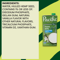 slide 11 of 29, Pacific Foods Unsweetened Vanilla Hemp Milk, Plant Based Milk, 32 oz Carton, 32 oz