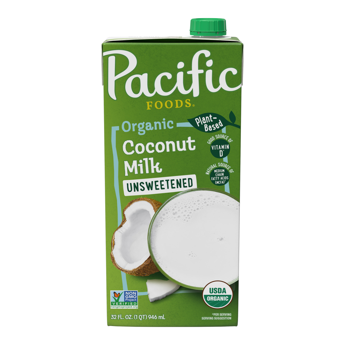slide 1 of 7, Pacific Foods Organic Unsweetened Coconut Milk, Plant Based Milk, 32 oz Carton, 32 oz