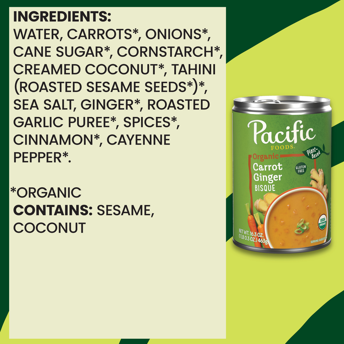 slide 2 of 5, Pacific Foods Organic Carrot Ginger Bisque, Plant Based, 16.3 oz Can, 16.30 oz