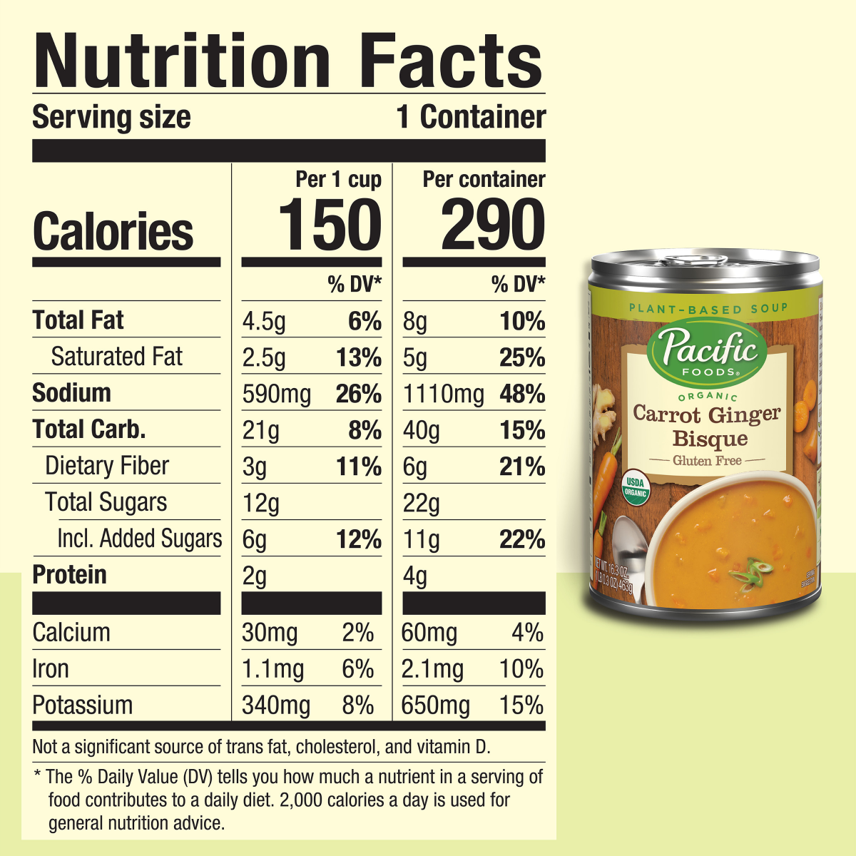 slide 4 of 5, Pacific Foods Organic Carrot Ginger Bisque, Plant Based, 16.3 oz Can, 16.30 oz