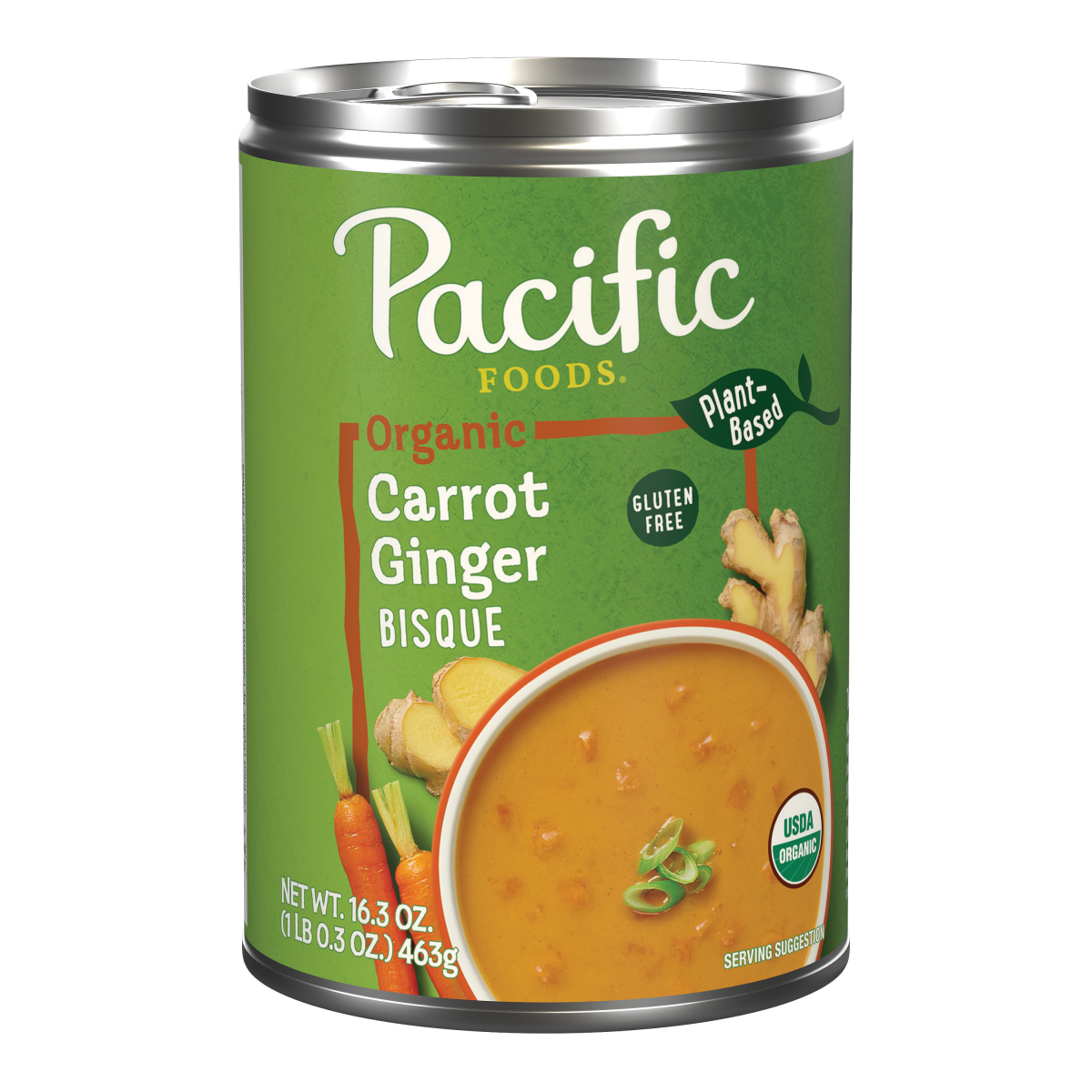 slide 1 of 5, Pacific Foods Organic Carrot Ginger Bisque, Plant Based, 16.3 oz Can, 16.30 oz