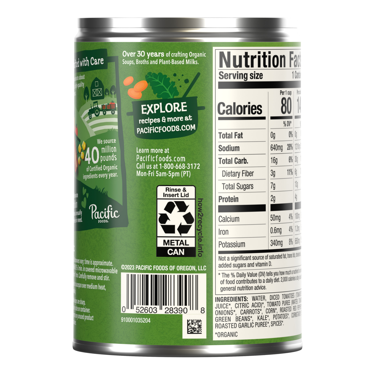 slide 4 of 5, Pacific Foods Organic Hearty Vegetable Soup, Plant Based, 16.3 oz Can, 16.300 oz