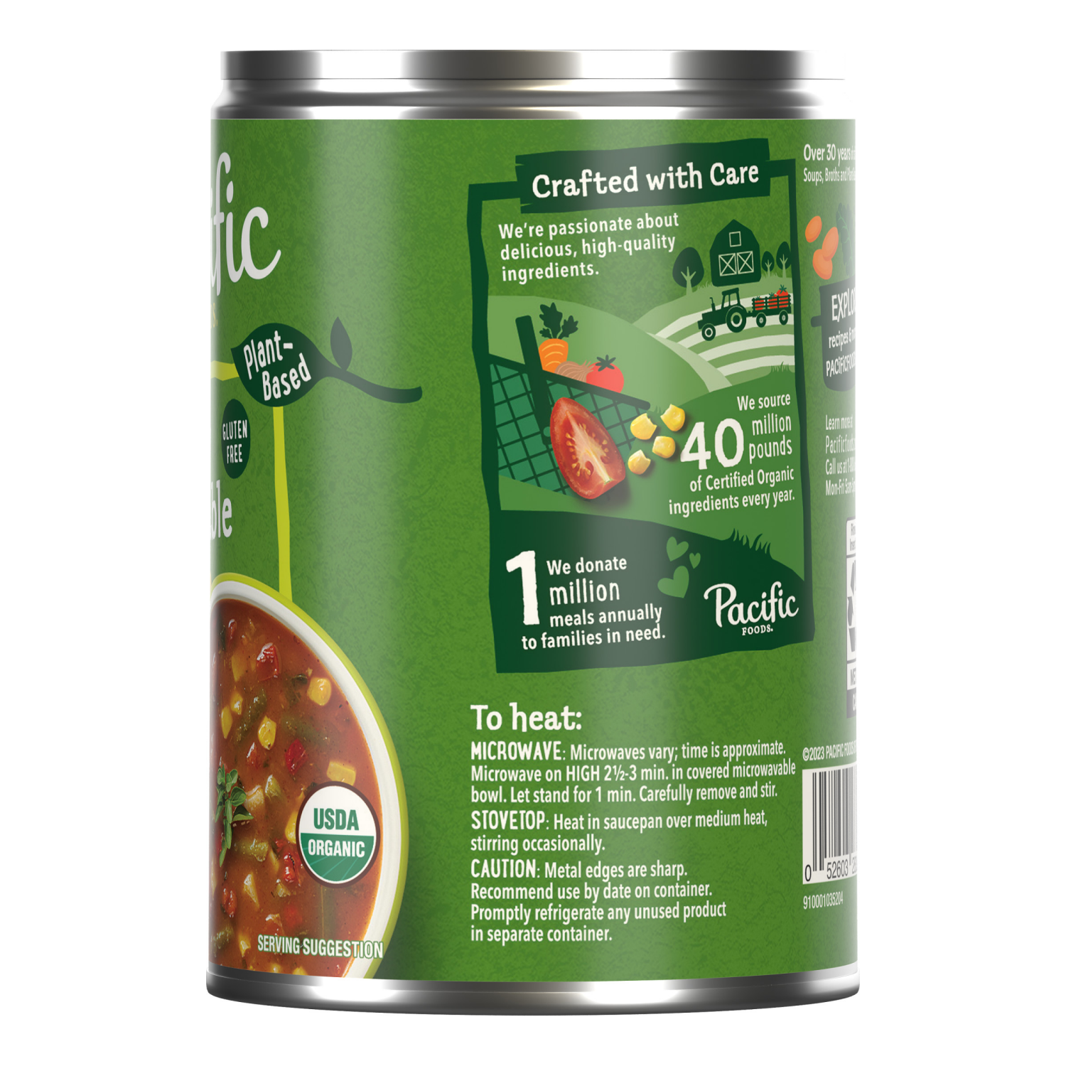 slide 5 of 5, Pacific Foods Organic Hearty Vegetable Soup, Plant Based, 16.3 oz Can, 16.300 oz