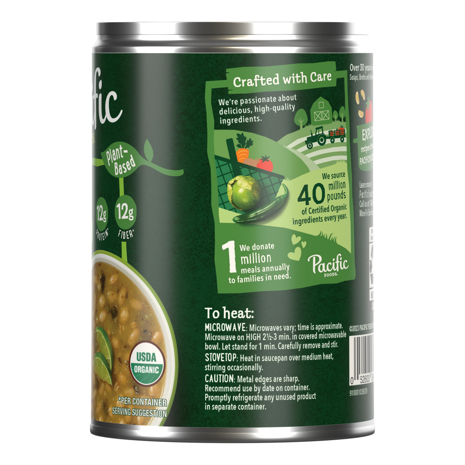 slide 5 of 5, Pacific Foods Organic White Bean Verde Chili, Plant Based, 16.5 oz Can, 16.5 oz